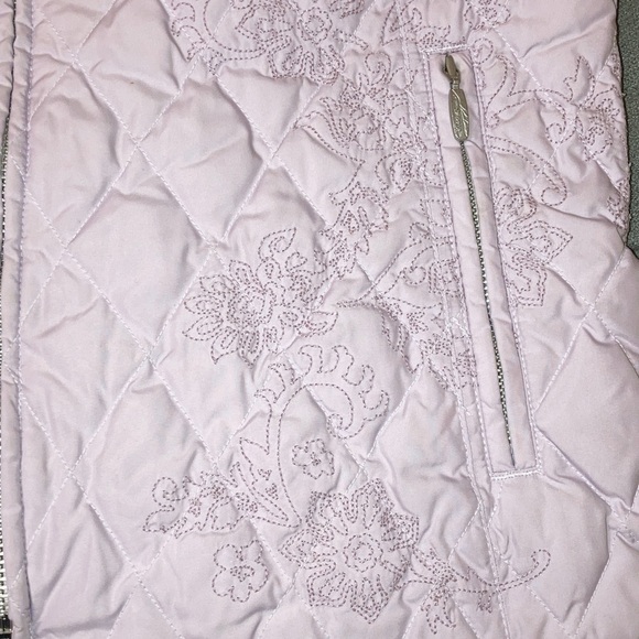 Women’s Eddie Bauer Lavender Lilac Quilted Goose Down Embroidered Zip Vest Sz S - Picture 5 of 7